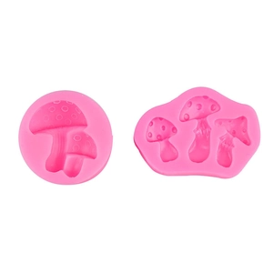 Pink silicone mushroom molds for fondant cake decorating and clay crafts with two styles