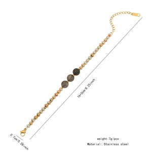 Detailed dimension guide for beaded heart bracelet with stainless steel components