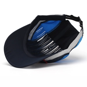Internal view of quick-dry baseball cap featuring breathable mesh and adjustable strap