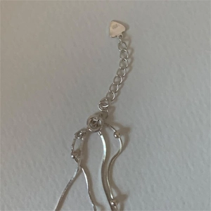 Minimalist double layer S925 sterling silver snake chain anklet with heart charm tag