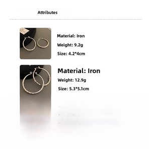 Detailed view of silver hoop earrings with water ripple texture in two sizes