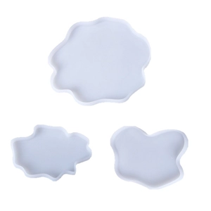 Set of three irregular silicone molds for resin casting DIY coasters and trays