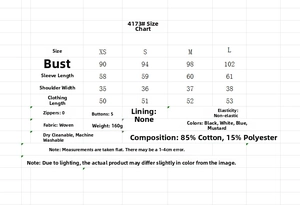 Detailed size chart for women's V-neck long sleeve shirt with lace embroidery details