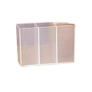 Clear acrylic wall-mounted 3-slot organizer for makeup brushes and stationery