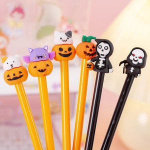 Halloween Gel Pens Cartoon Pumpkin Ghost Skull Silicone Topper Black Ink Smooth Writing Stationery For Party Favors Gifts