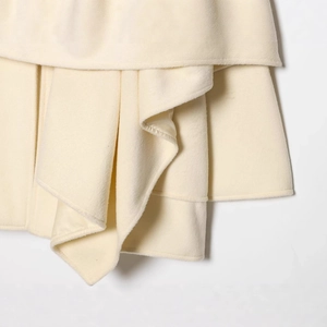 Chic cream wool blend coat featuring layered French design and fine tailored stitching