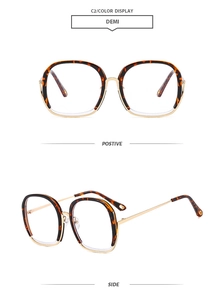 Front and side views of large round frame blue light glasses in demi tortoise and gold