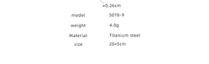 Détails de la chevillère en titane: Modèle S078-9, taille 20+5cm, poids 4.0g
