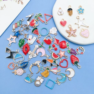 Colorful mixed alloy charms for earrings and necklaces featuring hearts and stars