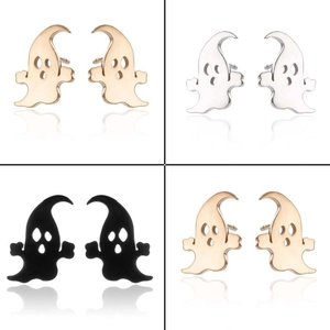 Ghost earrings in gold, silver, black, and rose gold with a polished mirror finish