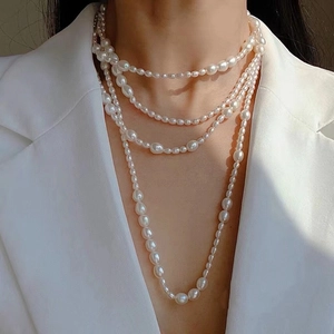 Long Freshwater Pearl Necklace Multi Layer Wrap Sweater Chain Elegant Jewelry For Women