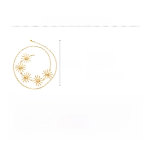 Detail specifications of golden vintage sun pendant waist chain with alloy material and dimensions