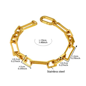 Detailansicht der 18k vergoldeten Gliederkette aus Edelstahl mit Größen- und Gewichtsangaben