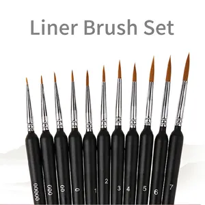 Fine Detail Paint Brushes Nylon Bristles Ergonomic Triangular Handle For Watercolor Oil Acrylic Miniature Painting Black