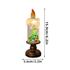 Lanterne de Noël LED avec sapin miniature et paillettes de neige, hauteur de 15,9 centimètres