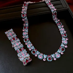 Collana E Bracciale Vintage Rame Zircone Fibbia Ovale Stile Medievale Gioielli Eleganti Per Donne Accessorio Moda