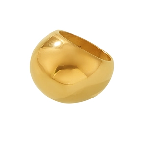 Polished 18k gold plated stainless steel chunky dome ring with a mirror finish