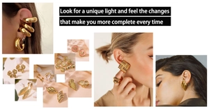 Detailed collage of gold fashion earrings and rings with pearls for everyday styling