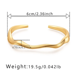 Especificaciones de tamaño detalladas para el brazalete dorado ondulado de 6 cm