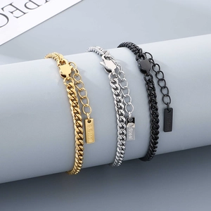Adjustable stainless steel Cuban link chains in gold, silver, and black colors