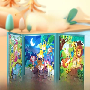 Detail of magnetic puzzle book with cartoon animals and secure snap-on pieces for kids