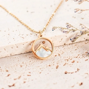 Stainless Steel Necklace With Mountain Pendant Mother Of Artificial Pearl Faith Mustard Seed Inspirational Religious Jewelry Women Men