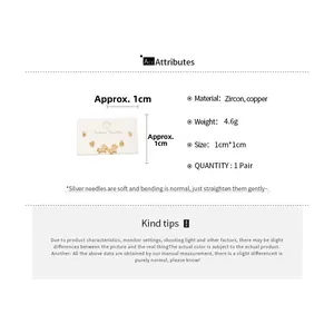 Détails des boucles d'oreilles en zircone avec spécifications et mesures des dimensions