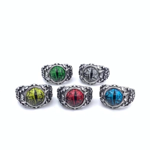 Vintage Gothic demon eye titanium steel rings for men in five distinct colors