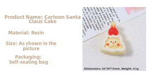 Detailansicht vom Weihnachtsmann-Kuchen-Anhänger aus Harz mit Erdbeere 26x20x15mm