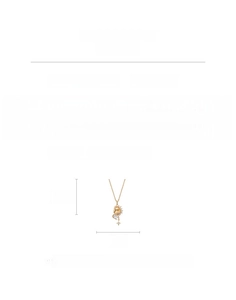 Detailed view of 18k gold plated swan necklace with cubic zirconia and size measurements