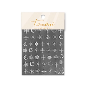 Japanese style moon and star 5D nail art stickers with ultra-thin white celestial designs