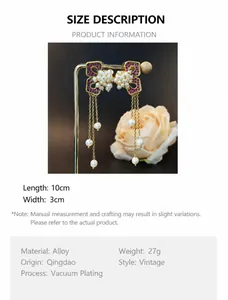 Detail of vintage butterfly earrings with pink rhinestones, pearls and long tassels