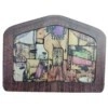 Detail of wooden Nativity scene box featuring carved religious Christmas figures