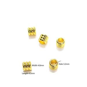 14k gold plated ribbed barrel spacer beads with 3.2mm hole for DIY jewelry making