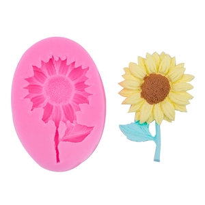 Sunflower With Leaf Silicone Mold Flower Pattern DIY Resin Clay Soap Making Tool Kitchen Bakeware Decorating Accessory