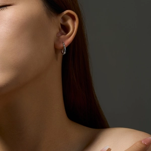 Minimalist S925 sterling silver hoop earrings with a sleek metallic finish for women