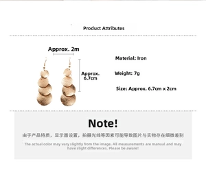 Spécifications de taille pour boucles d'oreilles géométriques dorées de 6,7 cm