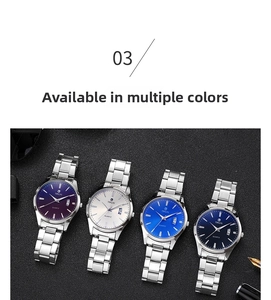 Macro shot of silver stainless steel strap watches with four colorful dial variations