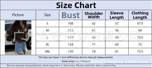 Size chart for leopard zip hoodie showing bust, shoulder, sleeve and length in centimeters