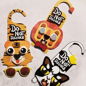 3D Cartoon Animal DIY Paper Door Hanger Kit For Kids Handmade Lion Tiger Cat Doorplate Sticker Educational Arts Crafts Toy Set