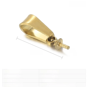 Macro detail of 18K gold plated stainless steel pinch bails 9x4mm for jewelry making