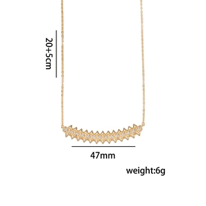 Gold-finish necklace with curved diamond-set spike pendant, measures 47mm with 20+5cm chain