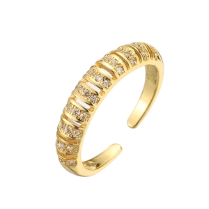 Gold plated open geometric ring with Love lettering and sparkling cubic zirconia stones