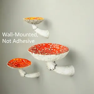 Resin Mushroom Wall Hanging Shelves Creative Red Spotted Decorative Floating Shelf For Home Bedroom Living Room Ornament