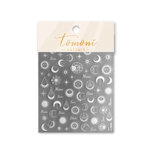 Japanese style thin 5D embossed sun moon star white nail stickers set with adhesive