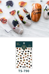 Détails macro des autocollants 5D TS-790 avec motifs de roses dorées et noires