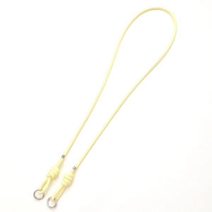 Minimalist light yellow leather crossbody phone strap with silver metal ring clasp