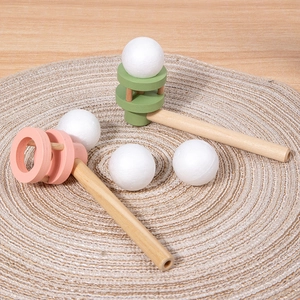 Wooden Cartoon Floating Blow Ball Toy Breath Training Lung Capacity Exercise Sensory Game For Kids Montessori Learning Physics