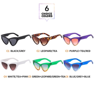 Cat-eye sunglasses detail showcasing six stylish color variants from C1 to C6 in a grid
