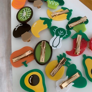 Fruit Vegetable Hair Clips Acetate Acrylic Cute Mushroom Broccoli Cabbage Side Clips For Women Girls